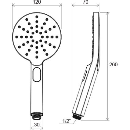 Ravak X07P233 - Pommeau de douche à main FLAT avec bouton, chrome brillant