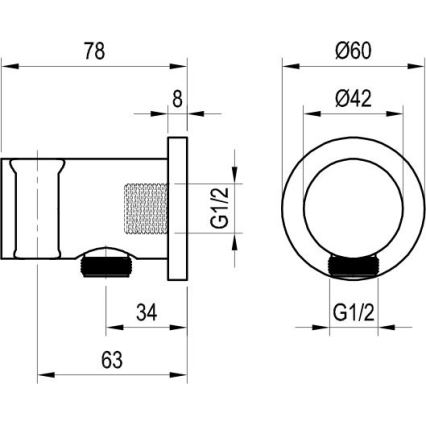 Ravak X07P572 - Duschhalter mit Abgang 7,8x6 cm schwarz