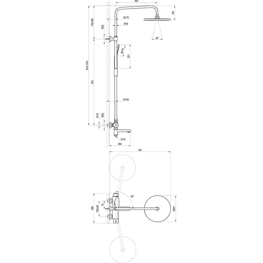 Ravak X07P642 - Set doccia con miscelatore, cromo lucido
