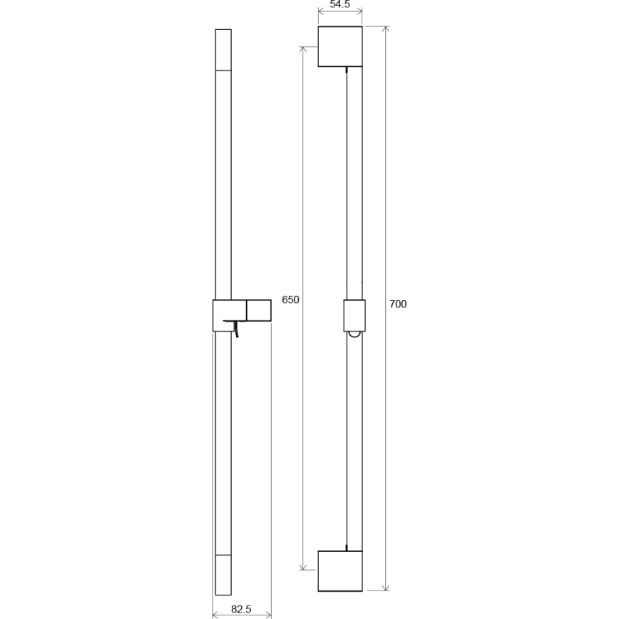 Ravak X07P679 - Barre de douche 70 cm noire