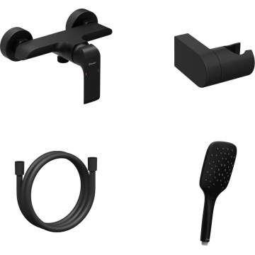 Ravak X07S116 - Set doccia con miscelatore FLAT nero opaco