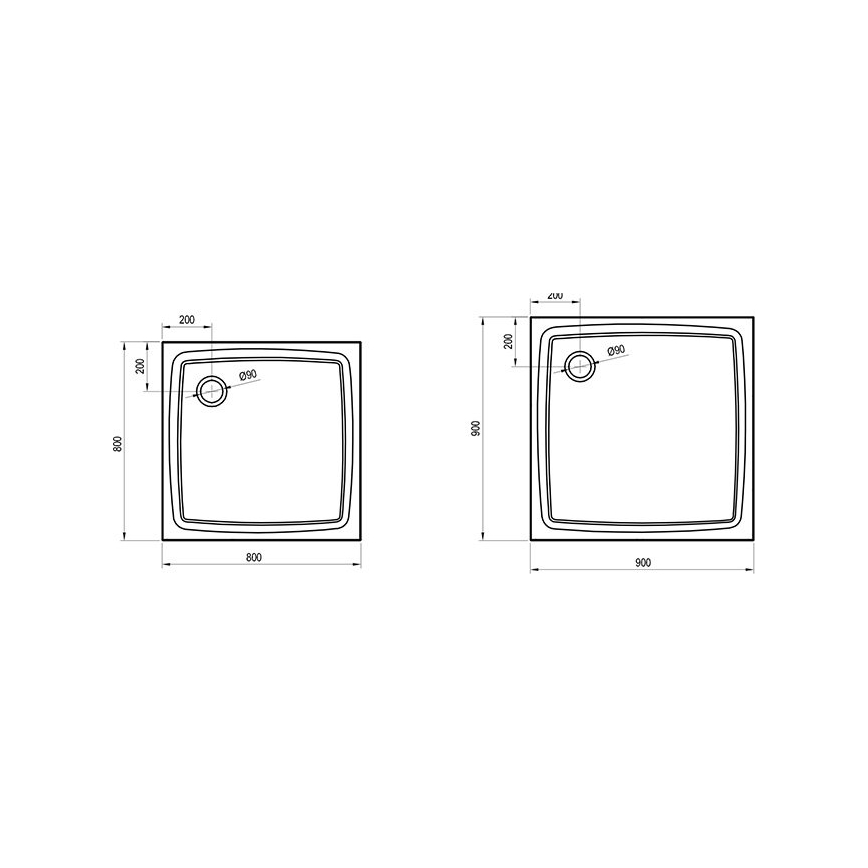 Ravak XA034411010 - quadratische Duschwanne PERSEUS 80x80 cm weiß