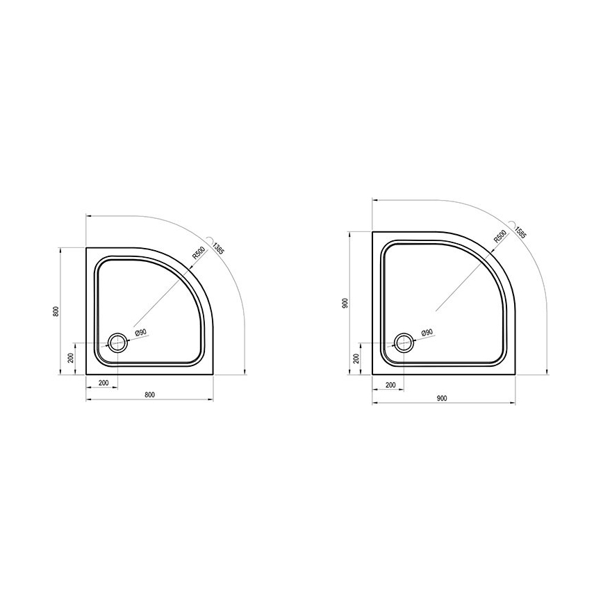 Ravak XA244401010 - Piatto doccia angolare a quarto di cerchio ELIPSO 80x80 cm bianco
