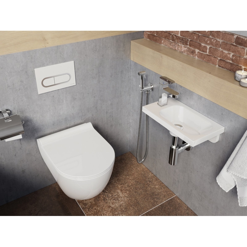 Ravak XJGL1100000 - Hängewaschbecken CHROME 40x22 cm Gussmarmor/weiß
