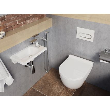 Ravak XJGP1100000 - Lavabo suspendu CHROME 40x22 cm marbre coulé/blanc
