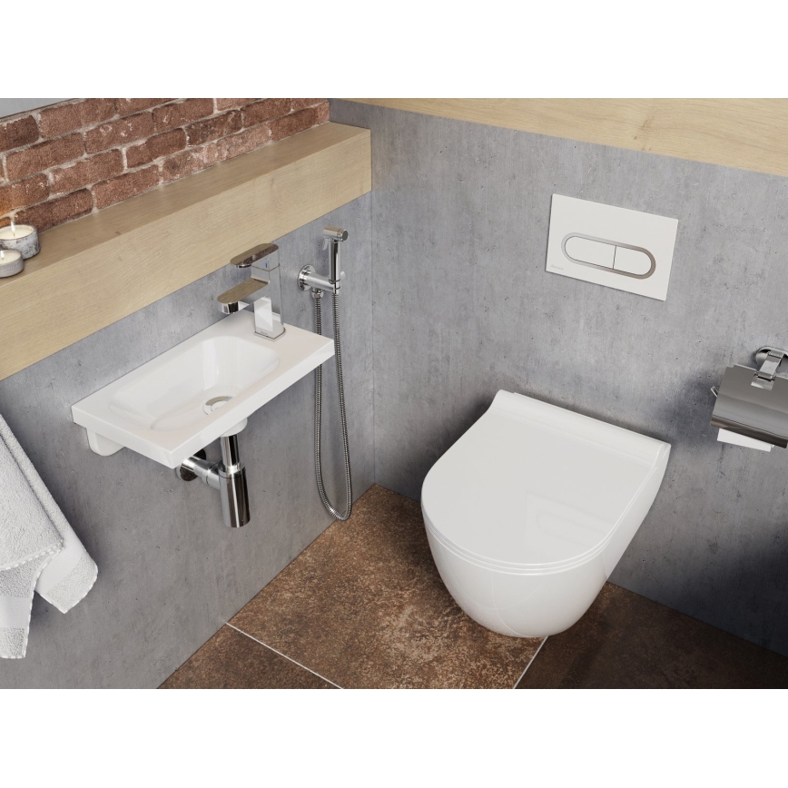 Ravak XJGP1100000 - Lavabo suspendu CHROME 40x22 cm marbre coulé/blanc