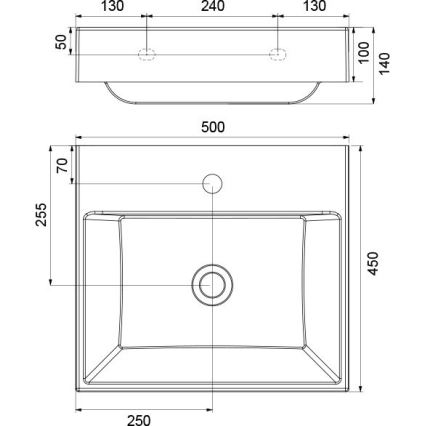 Ravak XJO01250000 - Lavabo sospeso NATURAL 50x45 cm in marmo ricomposto/bianco
