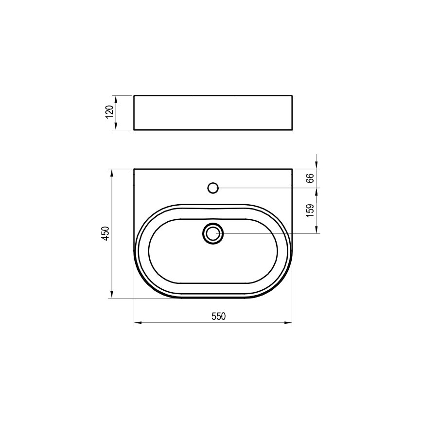 Ravak XJX01155004 - Vasque à poser CERAMIC SLIM 55 x 45 cm, céramique/blanc