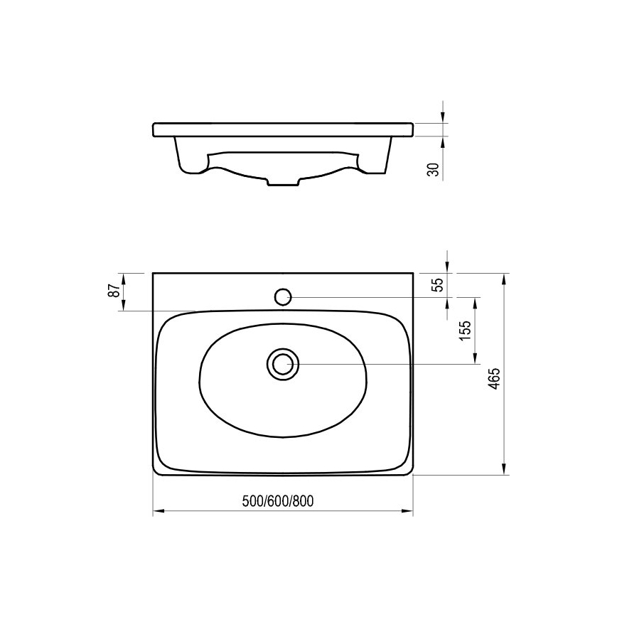 Ravak XJX01250000 - Lavabo encastré BALANCE 50x46,5 cm céramique/blanc