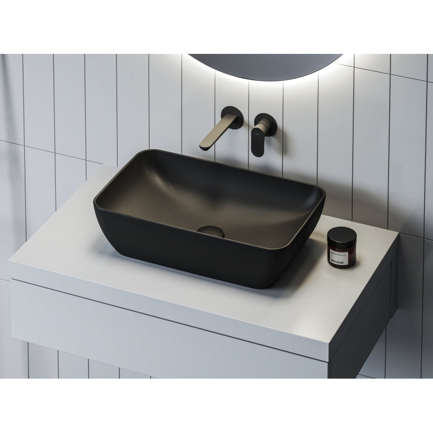Ravak XJX0D150000 - Lavabo da appoggio CERAMIC SLIM 50x31 cm ceramica/nero