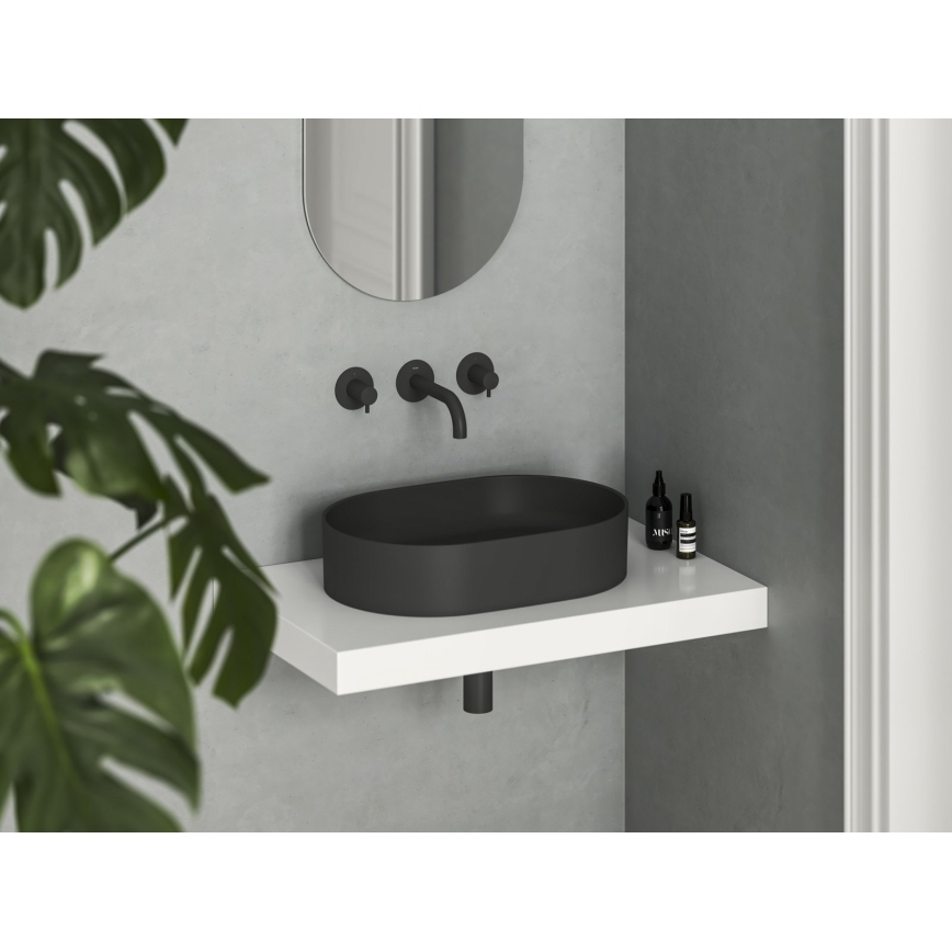 Ravak XJX0D155000 - Aufsatzwaschbecken CERAMIC SLIM 55 x 37 cm Keramik/Schwarz