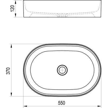 Ravak XJX0D155000 - Lavabo à poser sur plan CERAMIC SLIM 55 x 37 cm céramique/noir