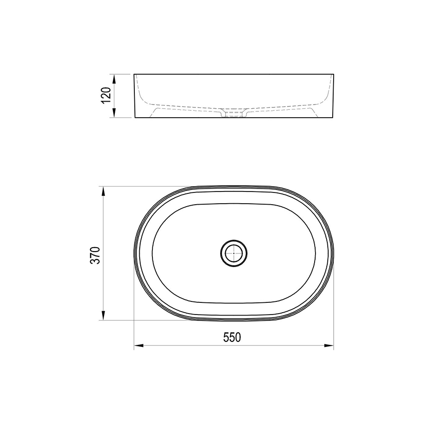 Ravak XJX0D155000 - Lavabo da appoggio CERAMIC SLIM 55x37 cm ceramica/nero