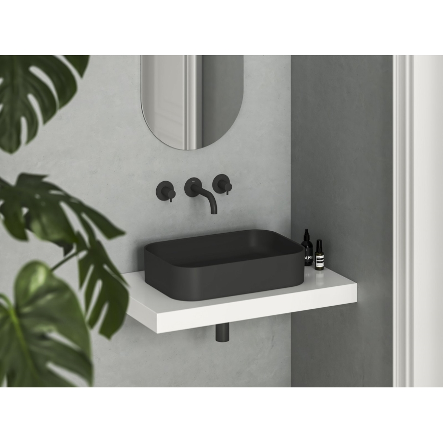 Ravak XJX0D155001 - Aufsatzwaschbecken CERAMIC SLIM 55x37 cm Keramik/schwarz