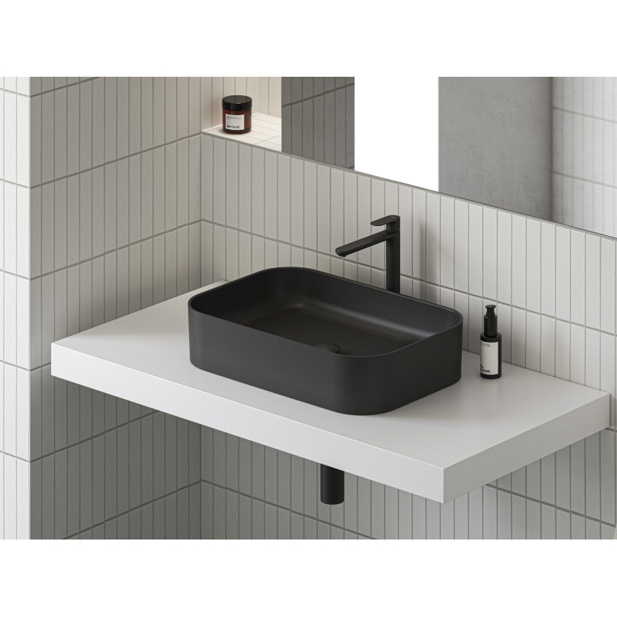 Ravak XJX0D155001 - Aufsatzwaschbecken CERAMIC SLIM 55x37 cm Keramik/schwarz