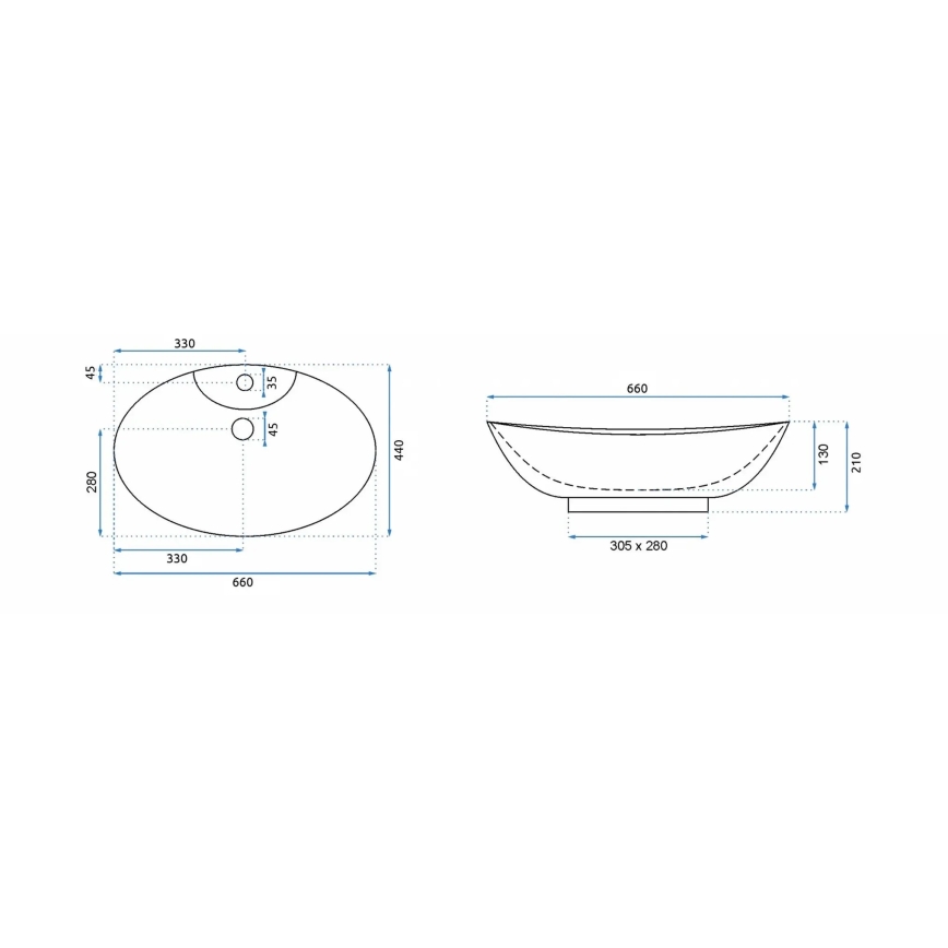 REA-00692 - Lavabo da appoggio ROSA 44x66 cm ceramica/bianco lucido
