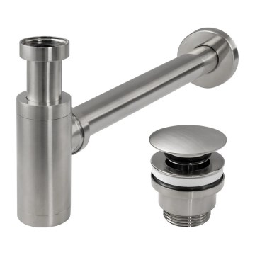 REA-A4400 - Sifone per lavabo con scarico CLICK-CLACK, diametro 6,4 cm, finitura nichel