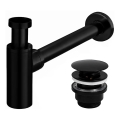 REA-A5215 - Sifone per lavabo con piletta CLICK-CLACK, diametro 6,4 cm, nero opaco