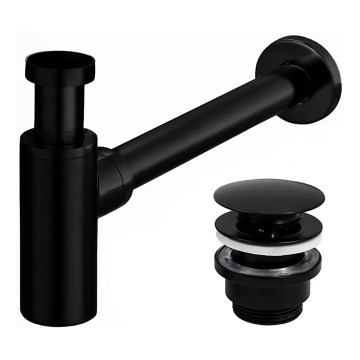 REA-A5215 - Sifone per lavabo con piletta CLICK-CLACK, diametro 6,4 cm, nero opaco