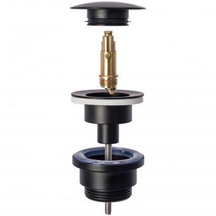 REA-A5215 - Sifone per lavabo con piletta CLICK-CLACK, diametro 6,4 cm, nero opaco
