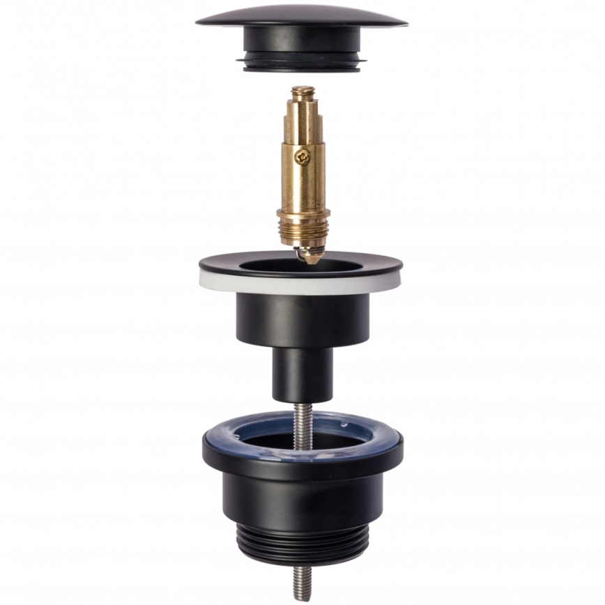 REA-A5215 - Sifone per lavabo con piletta CLICK-CLACK, diametro 6,4 cm, nero opaco