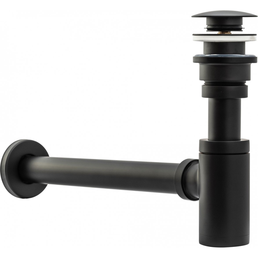 REA-A5215 - Sifone per lavabo con piletta CLICK-CLACK, diametro 6,4 cm, nero opaco