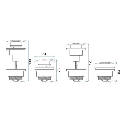 REA-A533A - Bonde de lavabo clic-clac Ø 6,4 cm, finition or rose