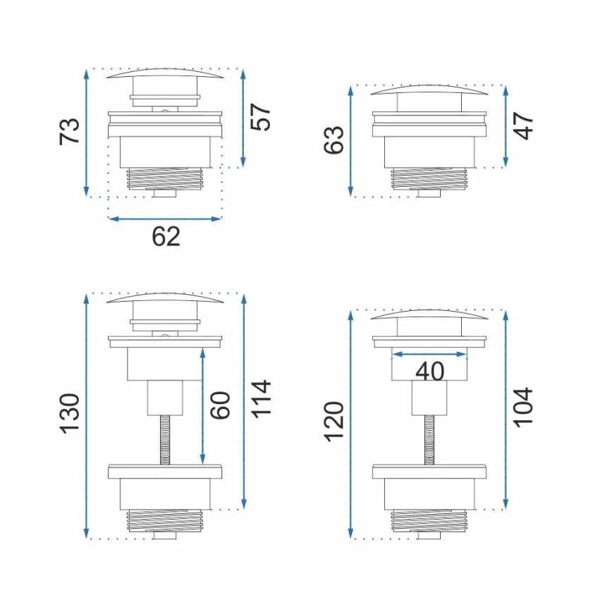 REA-A8110 - Piletta per lavabo CLICK-CLACK Ø 6,4 cm dorata