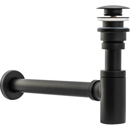 REA-A8536 - Sifone per lavabo con piletta CLICK-CLACK, diametro 6,4 cm, nero