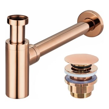 REA-A8541 - Sifone per lavabo con scarico CLICK-CLACK, diam. 6,4 cm, oro rosa