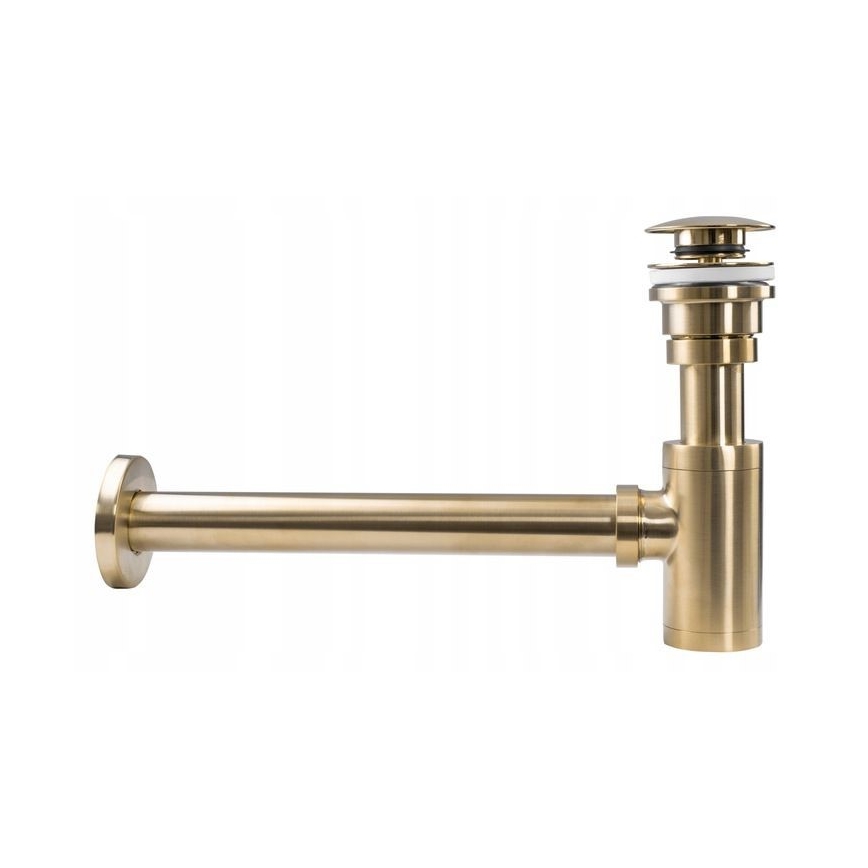 REA-A8586 - Sifone per lavabo con piletta CLICK-CLACK, diametro 6,4 cm, oro spazzolato