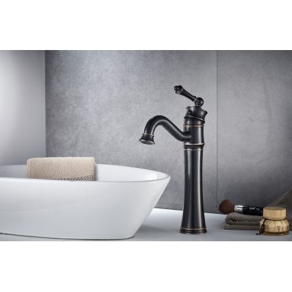 REA-B0227 - Miscelatore per lavabo VINTAGE OLD 31 cm nero