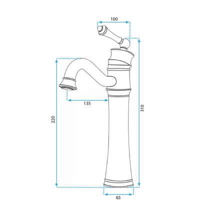REA-B0227 - Waschtischarmatur VINTAGE OLD 31 cm schwarz