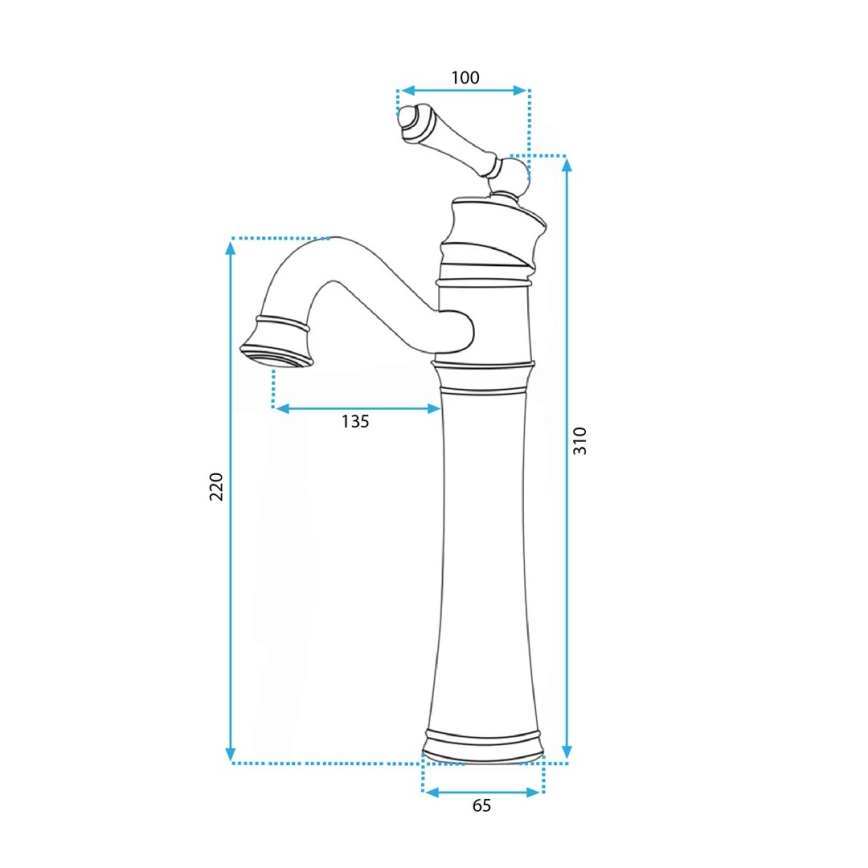 REA-B0227 - Waschtischarmatur VINTAGE OLD 31 cm schwarz