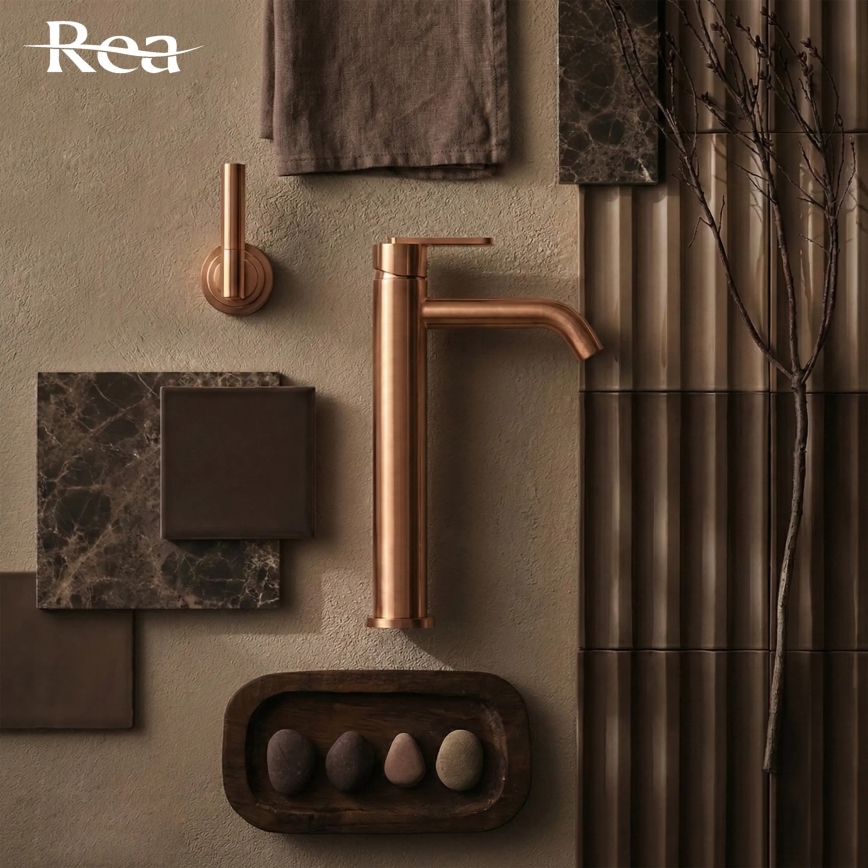 REA-B0971 - Miscelatore per lavabo ONTARIO 30 cm in rame spazzolato