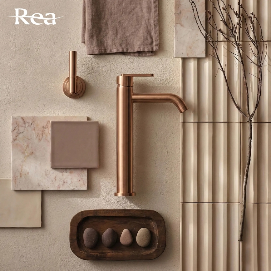 REA-B0971 - Miscelatore per lavabo ONTARIO 30 cm in rame spazzolato