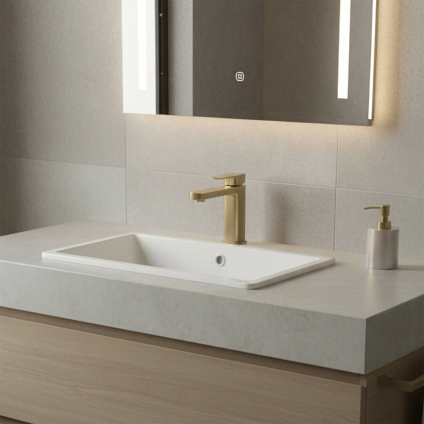REA-B0976 - Miscelatore per lavabo ARLO 17 cm, finitura oro spazzolato