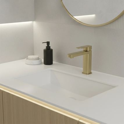 REA-B0976 - Miscelatore per lavabo ARLO 17 cm, finitura oro spazzolato
