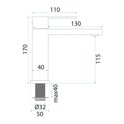 REA-B0976 - Mitigeur de lavabo ARLO 17 cm, doré brossé