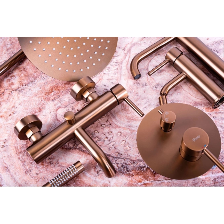 REA-B1112 - Mitigeur pour lavabo LUNGO 16,5 cm, finition cuivre brossé