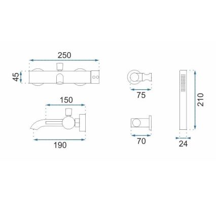 REA-B1115 - Wannen-Set LUNGO gebürstetes Kupfer