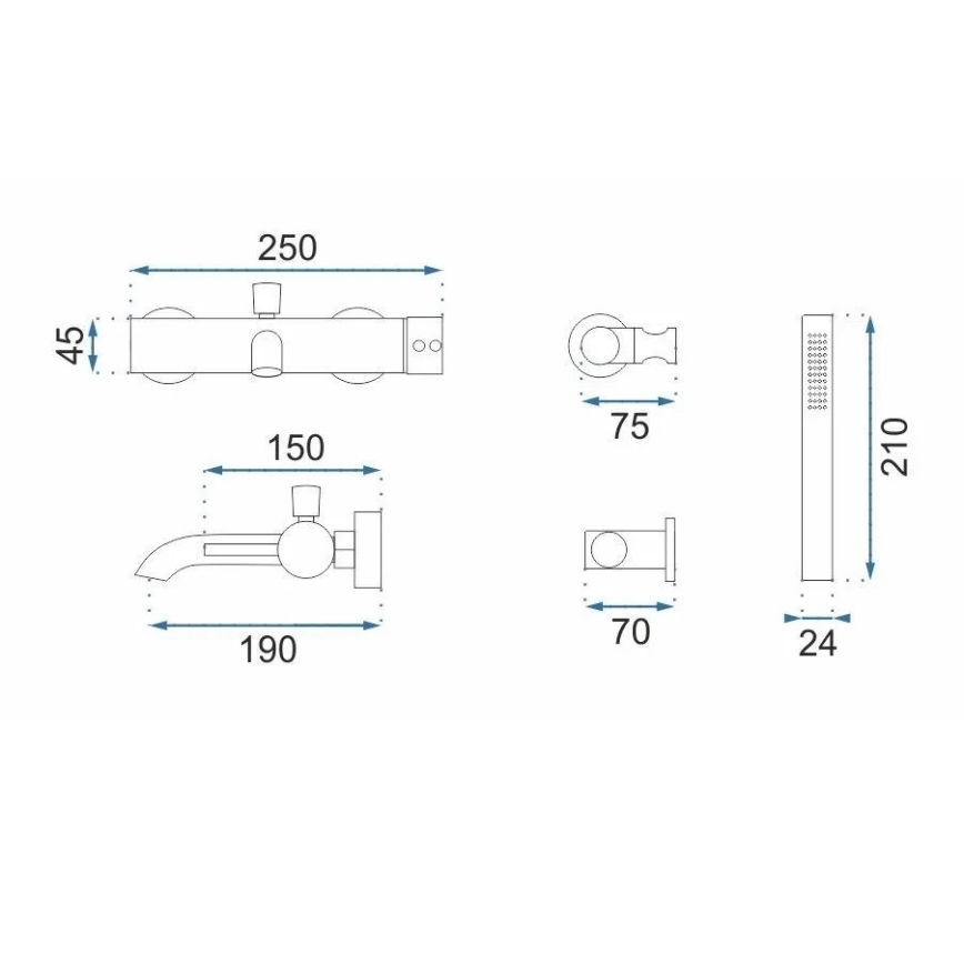 REA-B1115 - Wannen-Set LUNGO gebürstetes Kupfer