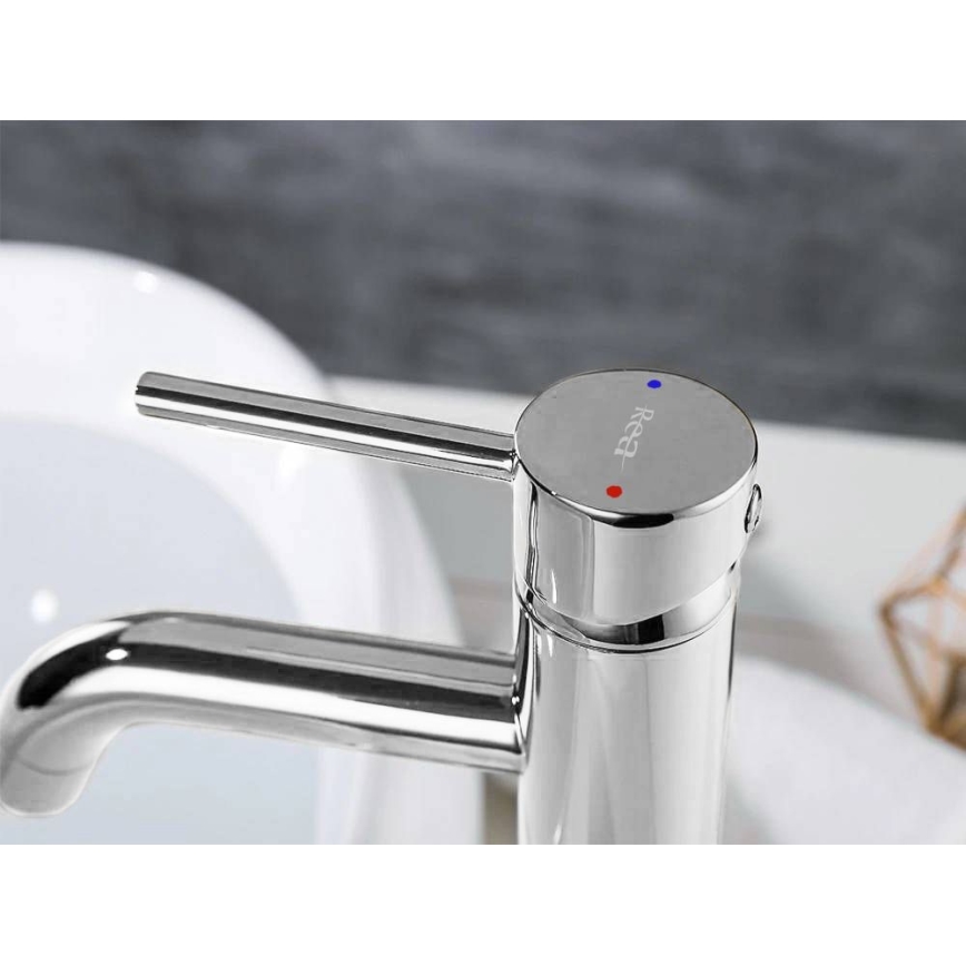 REA-B4104 - Miscelatore per lavabo LUNGO 28 cm, cromo lucido