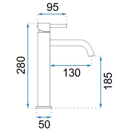 REA-B4104 - Miscelatore per lavabo LUNGO 28 cm, cromo lucido
