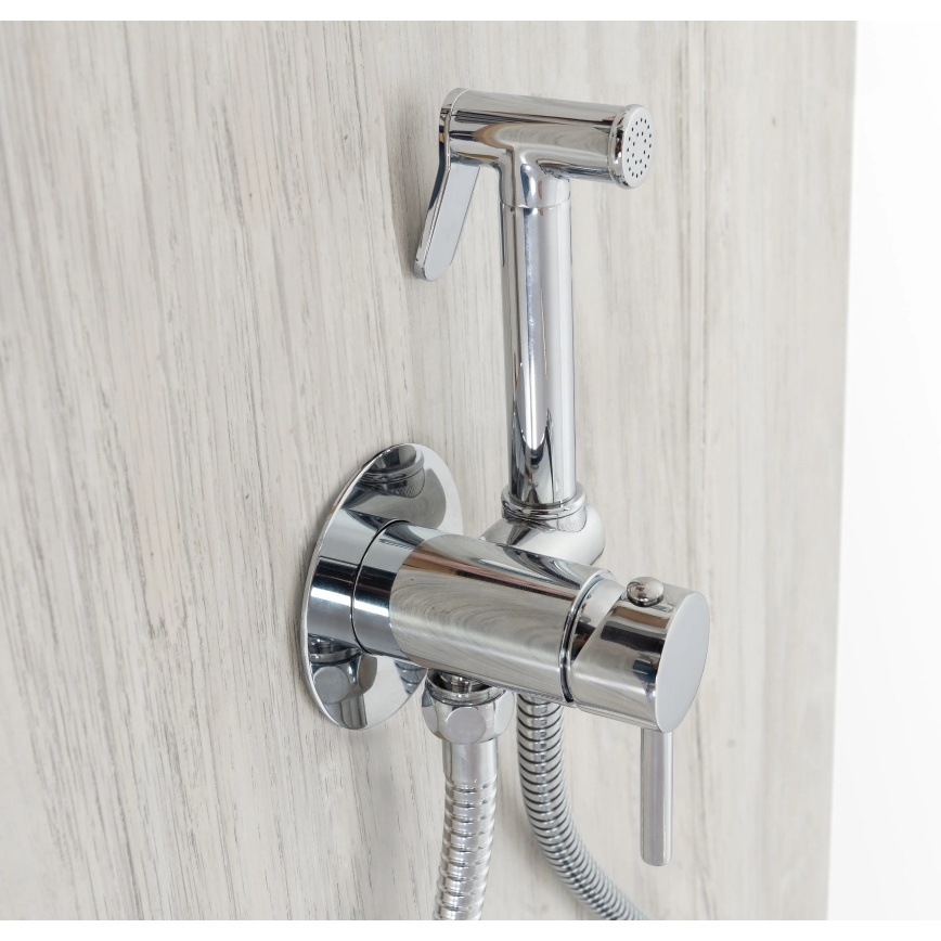 REA-B4106 - Miscelatore per bidet con doccetta per installazione incassata LUNGO cromato lucido