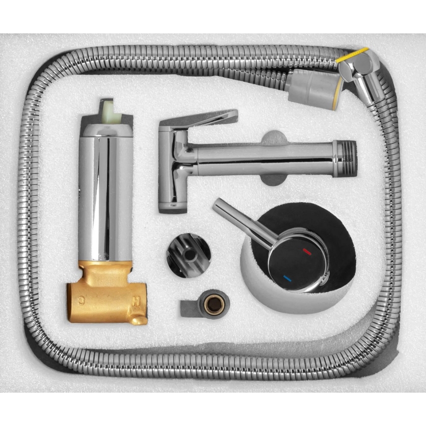 REA-B4106 - Miscelatore per bidet con doccetta per installazione incassata LUNGO cromato lucido