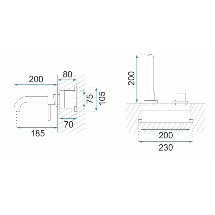 REA-B4109 - Miscelatore per lavabo ad incasso LUNGO, finitura oro spazzolato