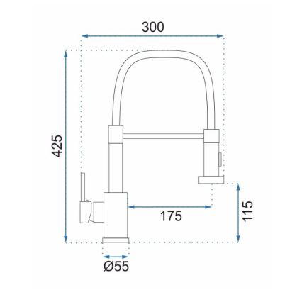 REA-B4821 - Miscelatore per lavello con doccetta estraibile COLIN 42,5 cm, finitura oro spazzolato