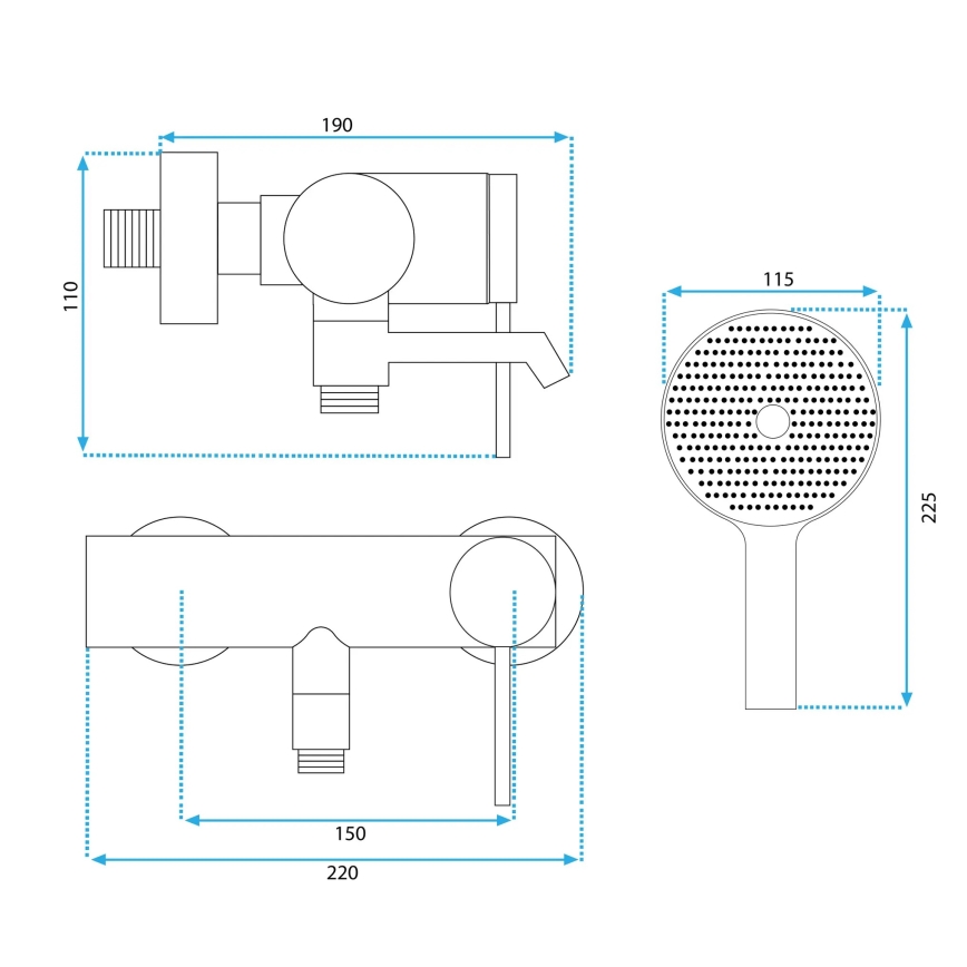 REA-B5099 - Set per vasca FOSS nero opaco