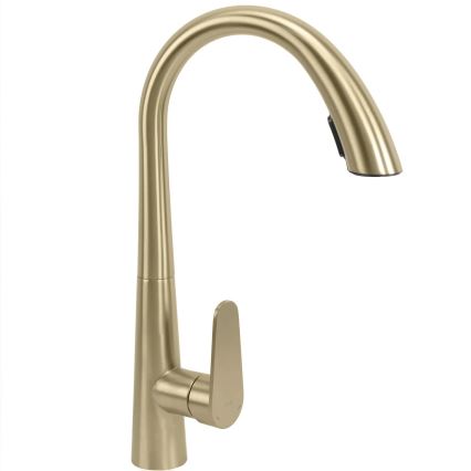 REA-B5312 - Mitigeur d'évier ROSS 43 cm avec douchette extractible, finition dorée brossée